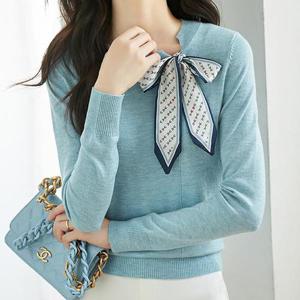 [패션시그널]사이드 리본타이 라운드넥 니트 15994B