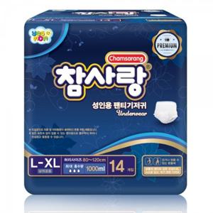 참사랑 팬티형 프리미엄 대형 14px8팩 성인용기저귀 요실금팬티 입는오버나이트 겸용