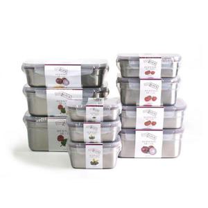 스텐반찬통 반찬통 스텐 304 냉장고 정리 밀폐통 2.2L 8호 사각 밀폐반찬통 사각반찬통 HWCF3158