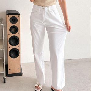 여자 편한 백바지 탄력 SS 흰색 일자핏 바지