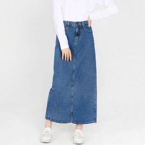 여성 청치마 뒷트임 롱 데님 스커트 데일리 패션 웨어