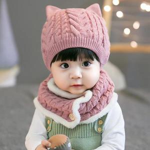 [조이멀티]앙증뿔 아동 니트 모자 목도리세트(원사이즈) 204561