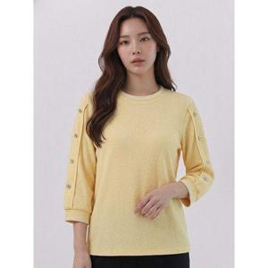 [샤트렌]옐로우 슬리브 단추 포인트 티셔츠 HCCMTS105