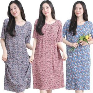 [서울양말]여름 촌캉스 꽃 주름 플리츠 빅사이즈 반팔 꽃무늬 원피스