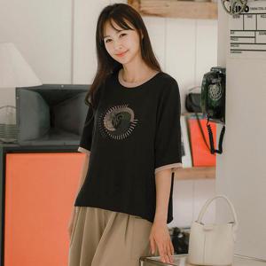 엄마옷 드리다 여성 여름 프린팅 빅사이즈 반팔 티셔츠 40-50대 미시 중년여성 엄마옷 캐주얼 아줌마옷