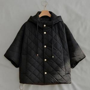 [미라클세븐]여성 후드 스트링 퀄팅 패딩 점퍼 반팔 무지 코트