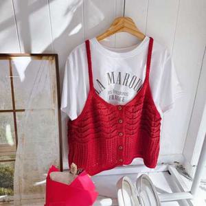 SS 펀칭 물결 뷔스티에 니트 조끼
