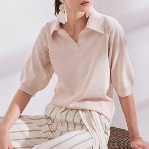 YUMMYKNIT 오픈카라 반팔니트 4종 택1