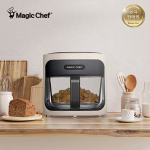 매직쉐프 투명 글라스 에어프라이어 4L 터치 베이지 MAF-H400CW