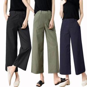 [힙제이]와이드팬츠 면스판 통바지 신상팬츠 여성 와이드핏 9부팬츠