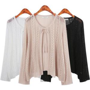 [허밍퍼플]여성용 4625 티엘리 리본 볼레로 빅사이즈 여름 가디건 체형커버 망사 펀칭 시원한 여성의류