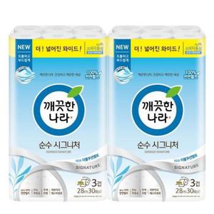 깨끗한나라 화장지 순수 시그니처 3겹 28M_30롤 X 2개