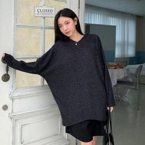 [셀러허브_여성트랜드패션]여성 브이넥 부클 롱 티셔츠_WT34088