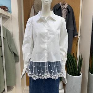 클리지 DP01 밑단 레이스 셔츠 블라우스 대동백화점 CP2WBL28