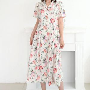 [비꼴리끄]코튼 플로럴 스포츠카라 원피스