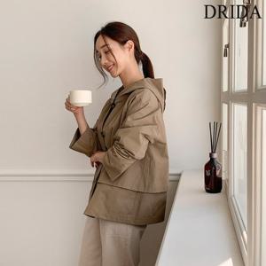 드리다 여성 봄 가을 루즈핏 빅사이즈 후드 사파리 하프 점퍼 40-50대 미시 중년여성 엄마옷 출근 모임