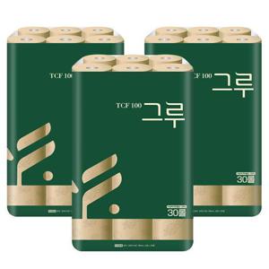 [삼정펄프]그루 오리지널 무표백 화장지 30롤x3개