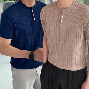 [모노폴로지]1+1 남자니트반팔티 남성여름니트