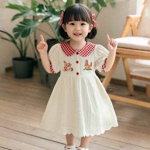 레드카라 여아동 여름 반팔 자수 원피스 205775