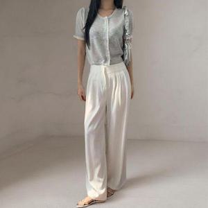 [옷자락]여성 더블빈턱 와이드 일자핏 슬랙스