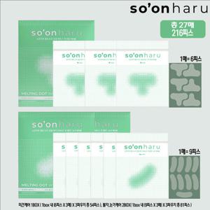 [주름탄력패치]소온하루 멜팅 도트 링클 패치 기본 패키지 ((미간패치) 1박스 X (팔자/눈가) 2박스  총 216피스)
