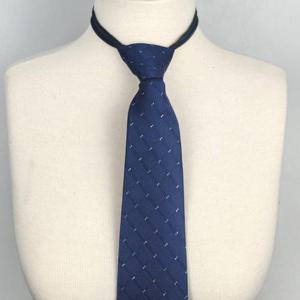 WL 캐주얼 자동 넥타이 도트 네이비 정장 지퍼 넥타이 WFLMXH7
