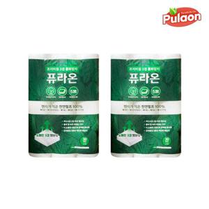 퓨라온 프리미엄 천연펄프 3겹 엠보싱 비데겸용 롤화장지 27m 30롤 x 2
