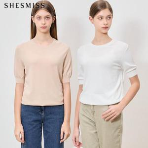 [쉬즈미스(SHESMISS)] 고급소재 퍼프 반팔 니트 탑 (택가격: 118000원)