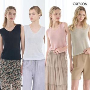 [크레송]글리터  슬리브리스 니트탑4종