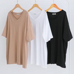 빅사이즈사랑해요 G857L205 브이넥컬러반팔티셔츠 NS