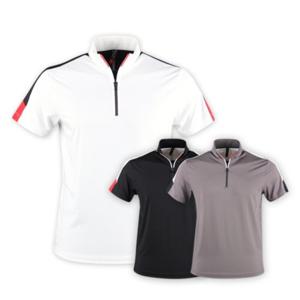 남성 봄 여름 골프웨어 반집업 배색 카라 반팔 티셔츠