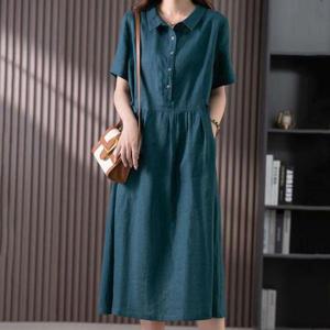 [휴드]로스틴 카라 코튼린넨 원피스