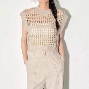 [옷자락]여자 여름 펀칭 그물 네트 크롭 시스루 니트 베스트