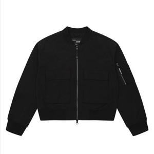 소이 HC04 여자 봄가을 크롭 항공점퍼 주니어 이중지퍼 블랙 크롭 항공점퍼