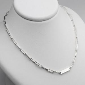 [애슬릿] 전체 실버 925 하프컷팅 클립 체인 바 목걸이