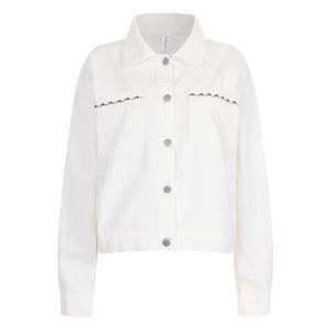 여성 카라넥  꽃자수 봄나들이 화이트 포켓 데님 자켓 MSE-WJK-20381-아이보리