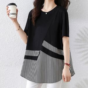 [블랙퀸] 라인핏 빅사이즈 롱 티셔츠 blk003513