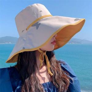 [셀럽하우스]은창)양면 MYPBAANZ 리본 나비 벙거지 면 모자 사파리 선캡