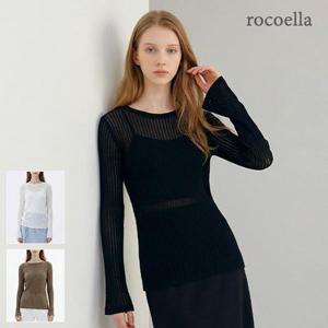 [로코엘라] 로엘 루즈핏 시스루 여성 라운드 니트