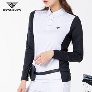 다운블로우 여성골프웨어 카라긴팔티셔츠 화이트