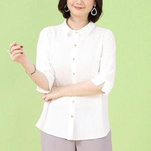 [애비뉴투지]엄마옷 금단추 정장 셔츠 카라 여성 봄 여름 칠부 쉬폰 블라우스 B06216 50대 60대 중년여성