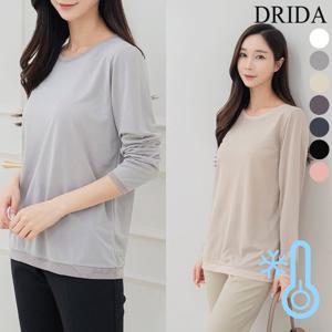 드리다 여자 봄 가을 간절기 라운드 망 빅사이즈 스판 이너 티셔츠 40-50대 미시 중년여성 엄마옷 하객