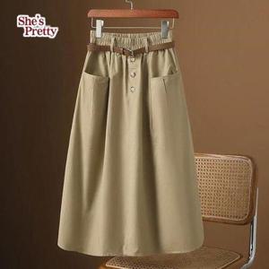 [쉬즈프리티]치즈A라인밴딩스커트(벨트포함)