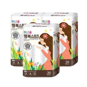[3팩 29,900원] 미소지움 행복스토리 3겹 화장지 30롤 x 3팩(총 90롤)