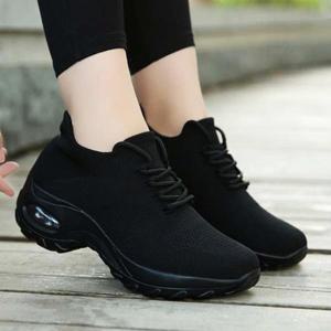 스니커즈 운동화 스니크즈 에어 워킹화 올블랙 여성 키높이