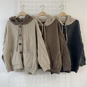 여자 가을 엠보싱 귀여운 가디건