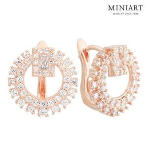 [미니아트] 14KGF 케이틀린 골드필드핀 큐빅 링 원터치 귀걸이