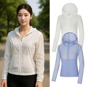[콜핑]여성 여름 생활방수 속건성 후드일체형 등산 경량 숏기장 바람막이 자켓 KSC636VJ2W