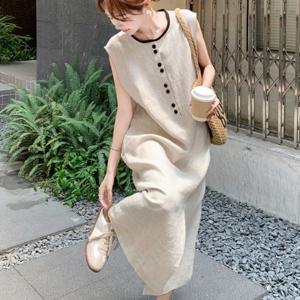 [몽벨리즈]뷰리엘배색버튼원피스 mde2302267