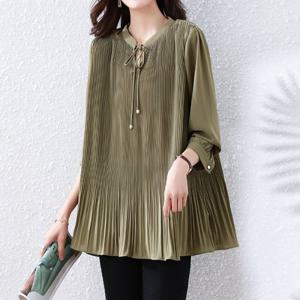 [몽벨리즈]네크리본플리츠블라우스 mde2302359